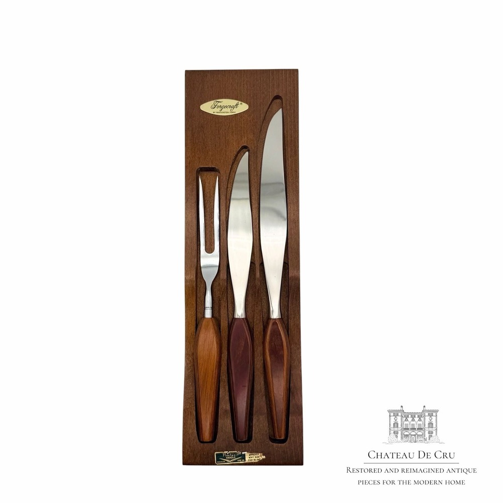 Vintage Forgecraft by Washington Forge Fleetwood Handle 3-Piece Carving Set with